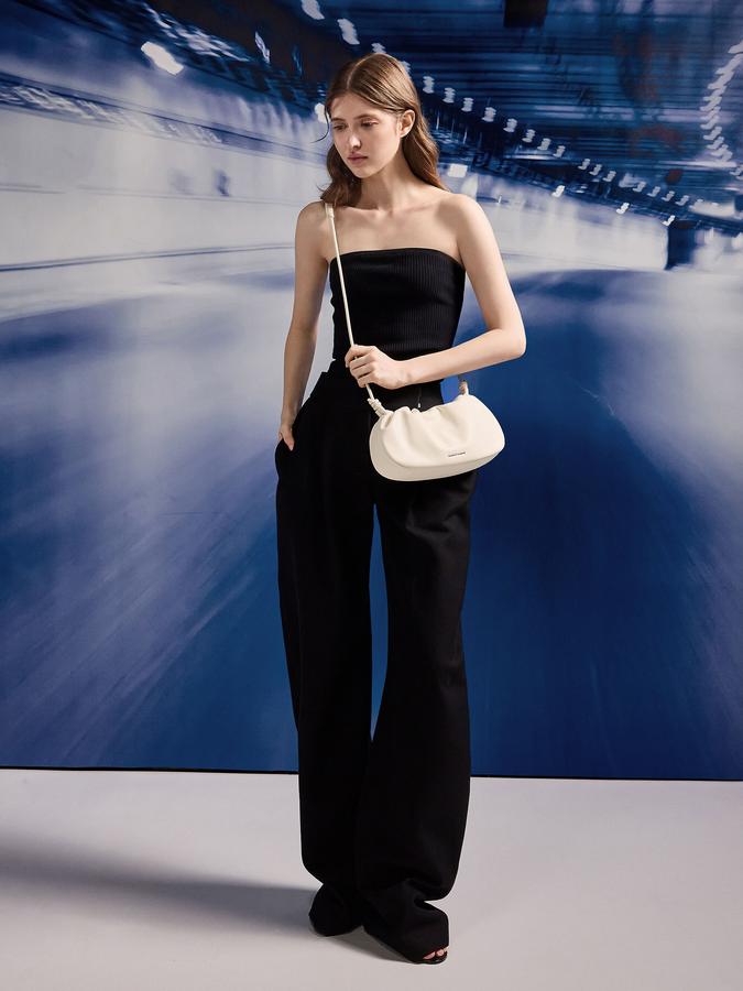 Lorelai Ruched Knotted-Strap Shoulder Bag image number 3
