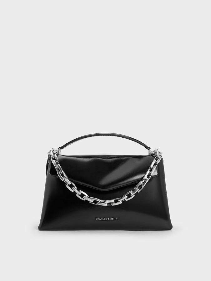Andromeda Chunky-Chain Top Handle Bag-Noir