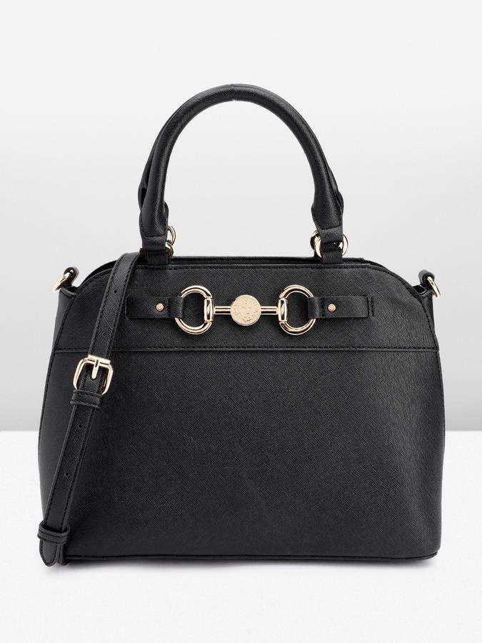 ANNE KLEIN Textured Structured Handheld Bag with Horse Bit Detail