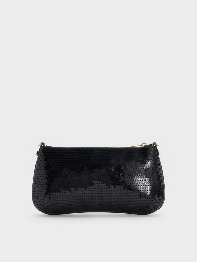 Sequin Mesh amp; Leather Shoulder Bag image number 2