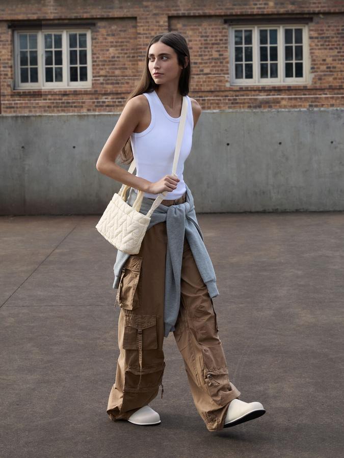 Nylon Chevron Boxy Tote Bag image number 5