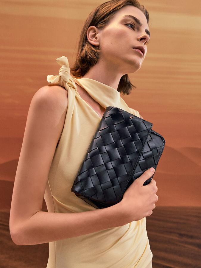 Ivette Woven Front Flap Crossbody Bag image number 1