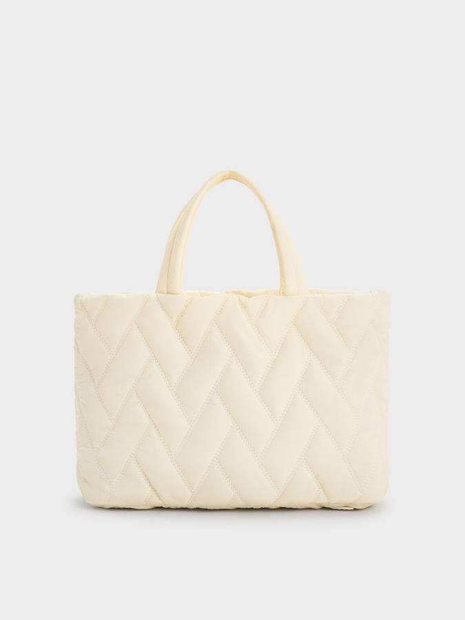 Nylon Chevron Boxy Tote Bag image number 4