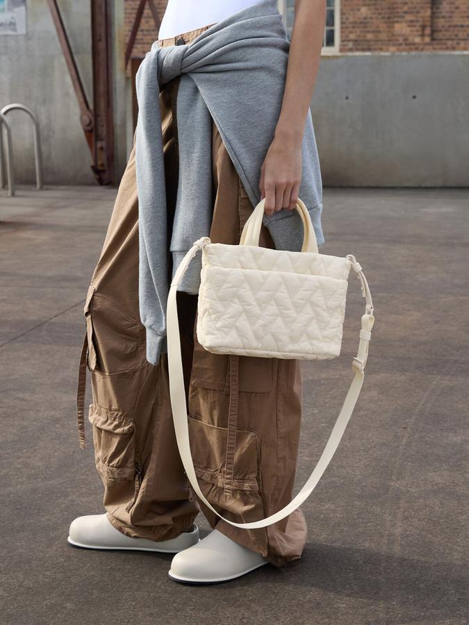Nylon Chevron Boxy Tote Bag image number 1