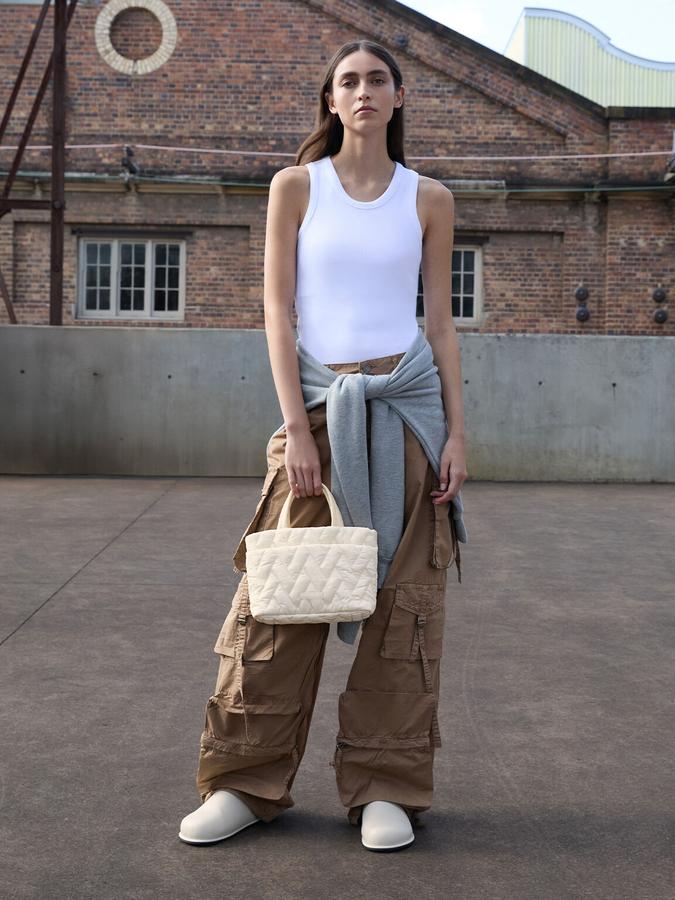 Nylon Chevron Boxy Tote Bag image number 3