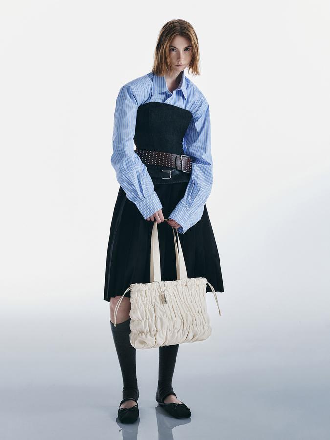 Klio Nylon Ruched Tote Bag image number 3