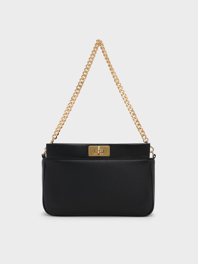 Lennie Chain-Handle Shoulder Bag-Black