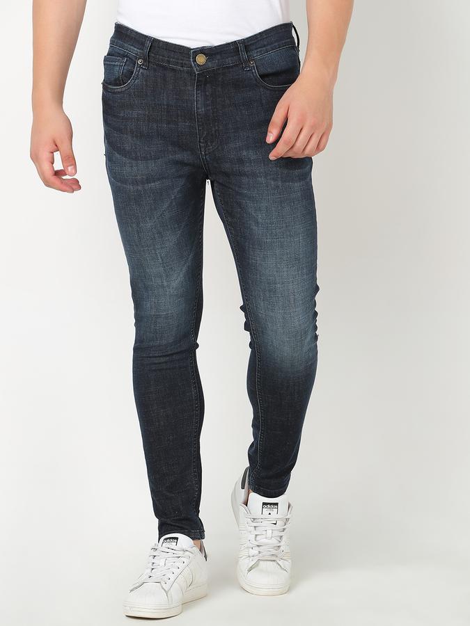 Men Cotton Carrot Fit Mid Rise Whiskered Jeans