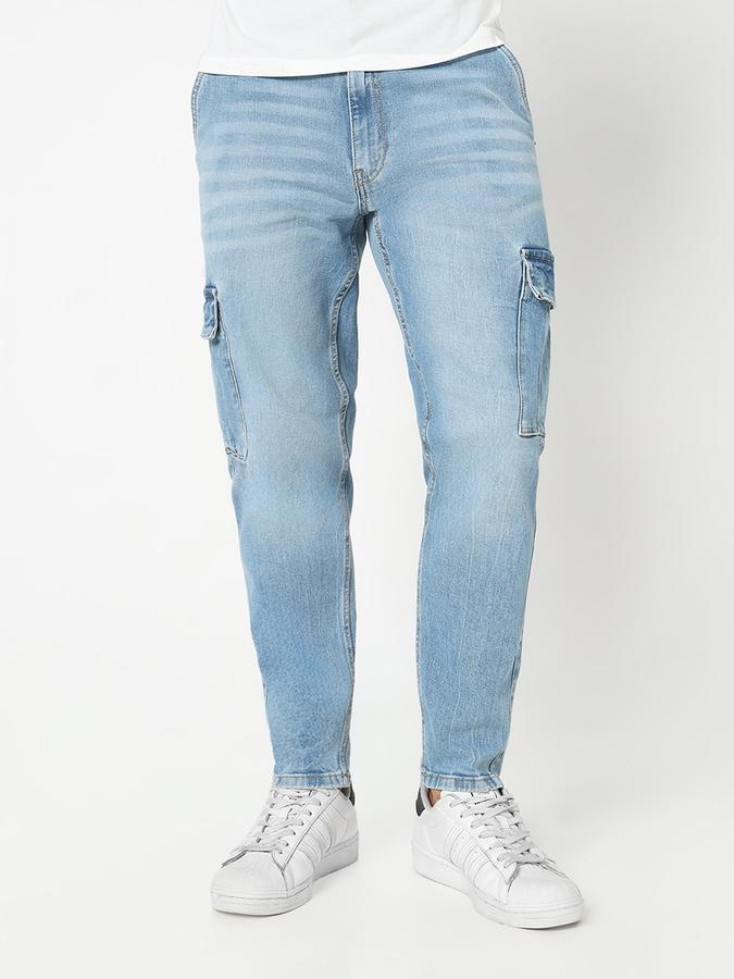 Men Cotton Relaxed Fit Mid Rise Cargo Jeans