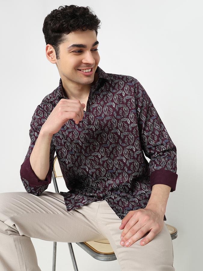 Men Cotton Blend Regular Fit Shirt Collar Printed Shirt